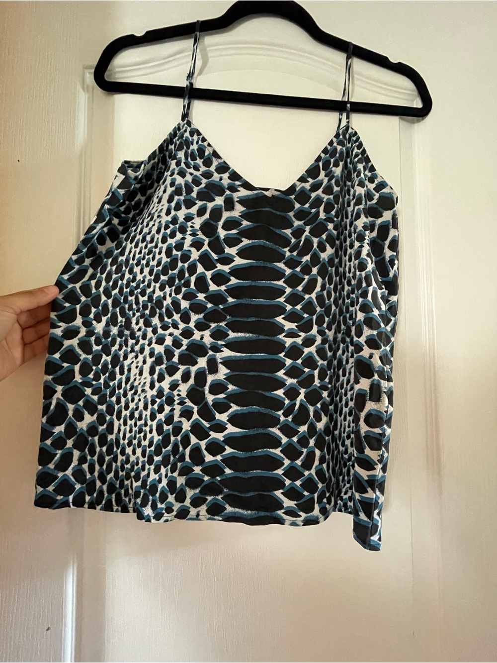 Equipment Blue Black and White Printed top